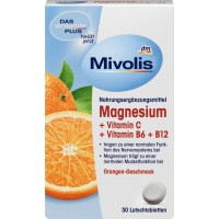 Магний + витамин C + витамин B6 + B12 Миволис, пастилки, 30 штук - Magnesium + Vitamin C + Vitamin B6 + B12 Mivolis, Lutschtabletten, 30 St. - 4058172309335