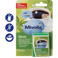Заменитель сахара Стевия в таблетках 100 штук, 6 г - Stevia Tabletten  Mivolis (Das Gesunde Plus) 100 St., 6 g - 4010355998101