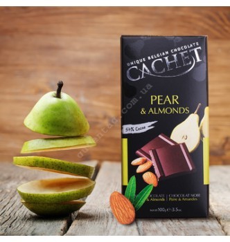 Купить Шоколад Cachet Dark Chocolate Pear & Almonds (100г) - с доставкой по Украине
