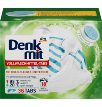 Купить Таблетки для стирки белых и сильно загрязненных вещей Denkmit Vollwaschmittel Tabs 36 tabs - с доставкой по Украине