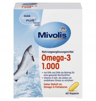 Купить Омега 3 Рыбий жир Omega - 3, 1000mg Mivolis - Das gesunde Plus 60 шт. - с доставкой по Украине