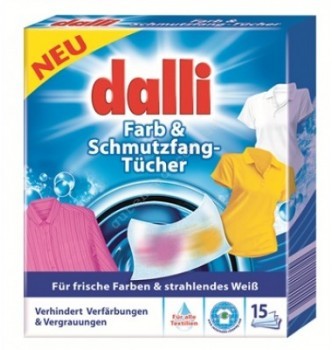 Купить Абсорбирующие салфетки для стирки для всех типов тканей Dalli Farb & Schmutzfangtucher, 15 штук - с доставкой по Украине