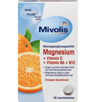 Купить Магний + витамин C + витамин B6 + B12 Миволис, пастилки, 30 штук - Magnesium + Vitamin C + Vitamin B6 + B12 Mivolis, Lutschtabletten, 30 St. - 4058172309335 - с доставкой по Украине