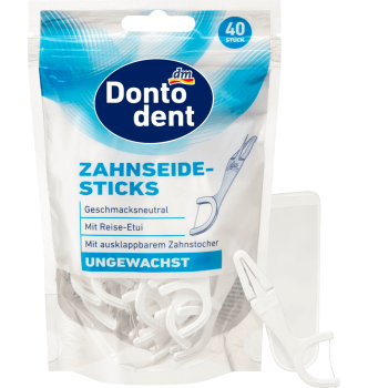 Зубная нить с зубочисткой - флосстик для полости рта - Dontodent Zahnseide-Sticks, 40шт